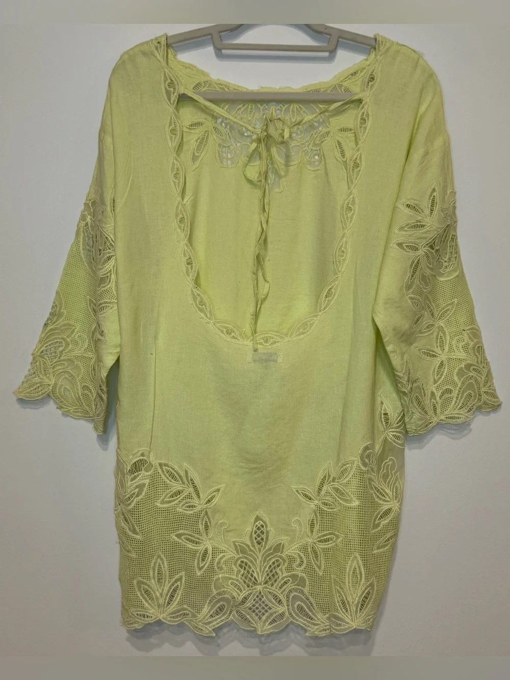 NEW Celandine/Anthropologie Long-Sleeve Crochet Lace Cover-Up Mini Dress Size XL